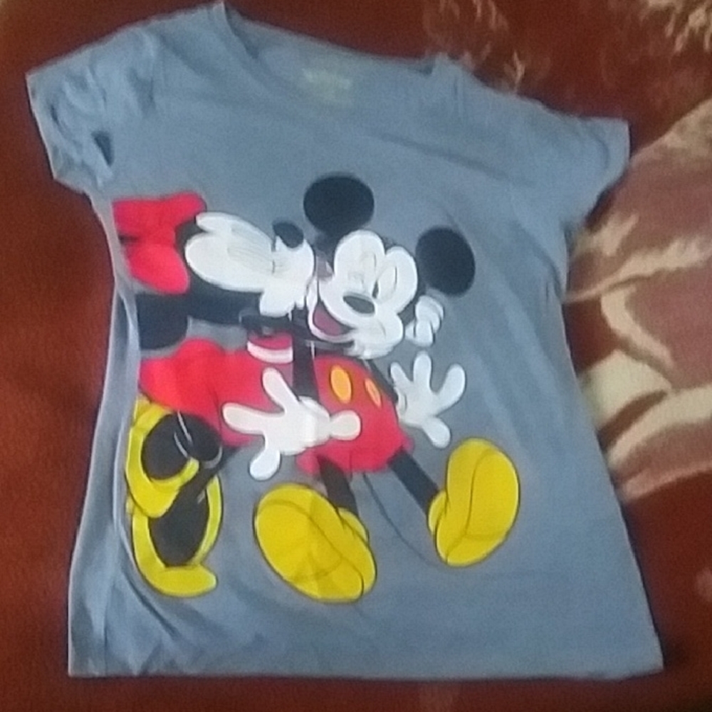 Disney Mickey Mouse Gray and Red Short Sleeve Tee